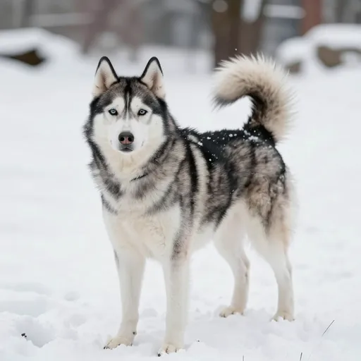 En husky i snö.