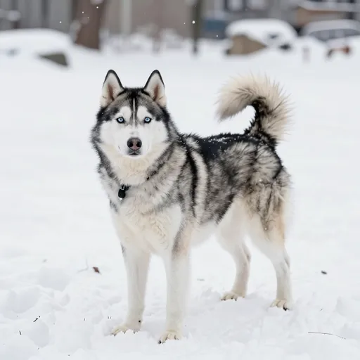 En husky i snö.
