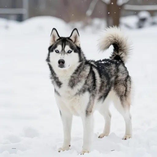 En husky i snö.